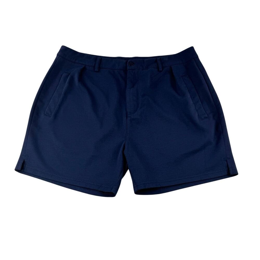 YoungLA Flat Front Chino Shorts Mens XXL Navy Blue Tailored Fit Casual 2XL